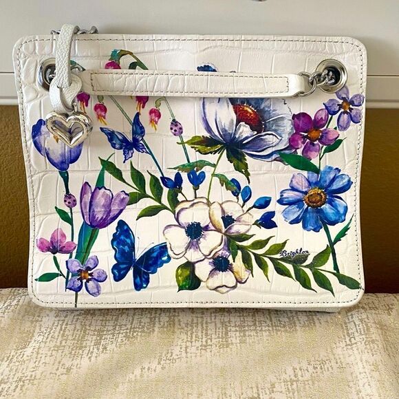 Authentic Brighton Sylvie White Floral Chain Shoulder/Crossbody Bag/Purse. EUC! - Picture 3 of 13